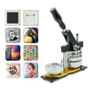 “Máquina de broches y magnetos cuadrados 50x50mm para personalización en Costa Rica”