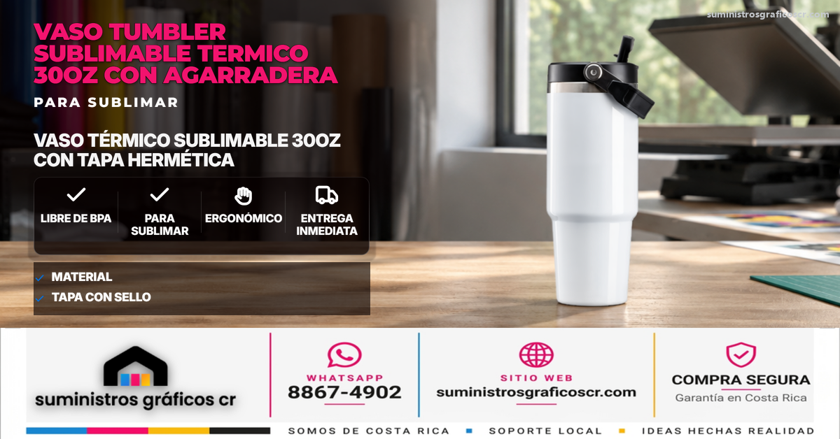 Vaso Tumbler Sublimable Termico 30oz con Agarradera