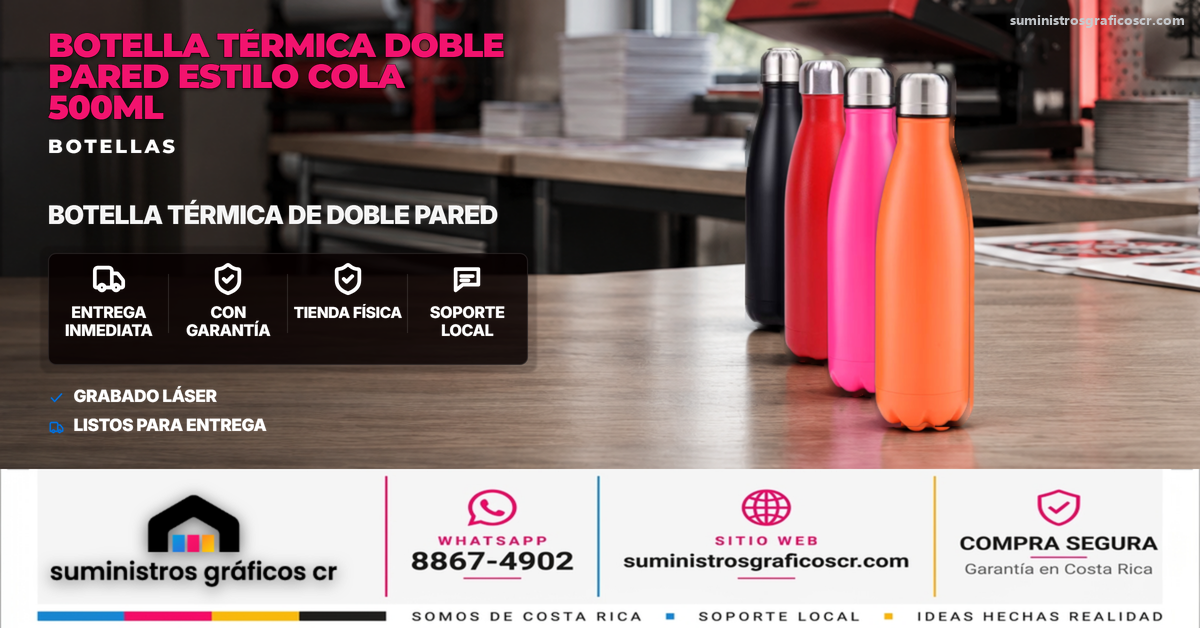 Botella Térmica Doble Pared Estilo Cola 500ml para Grabado Láser