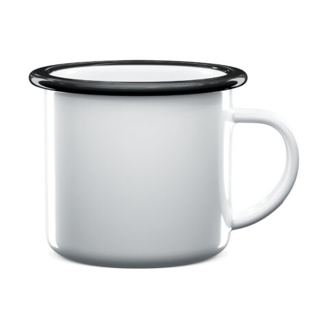 Taza Enamel Blanca 10oz Borde Negro Sublimable