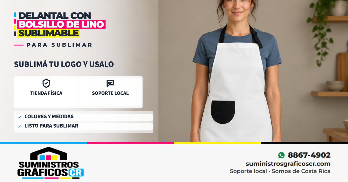 Delantal con Bolsillo de Lino Sublimable