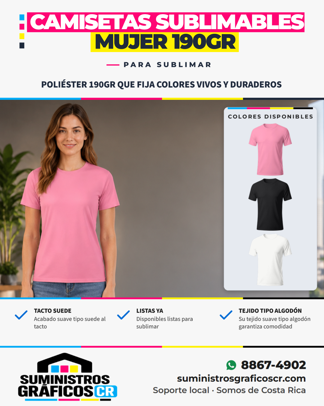 Camisetas Sublimables Mujer 190gr