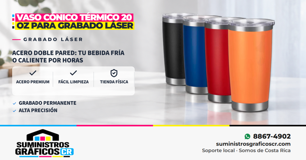 Vaso Cónico Térmico 20 OZ para Grabado Láser