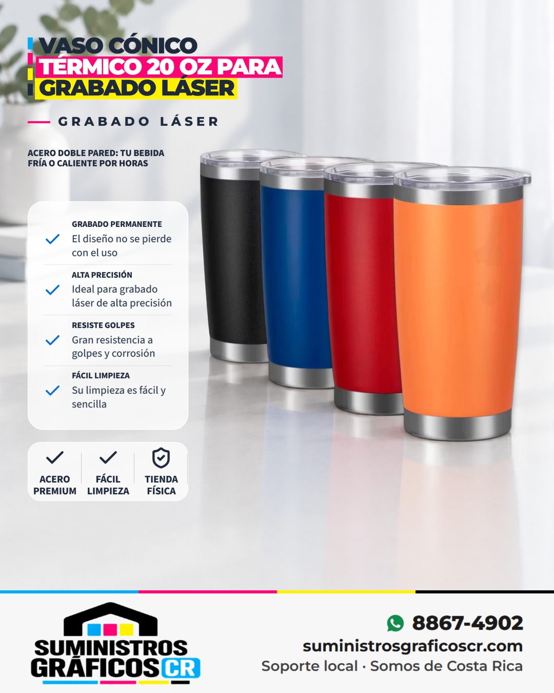 Vaso Cónico Térmico 20 OZ para Grabado Láser