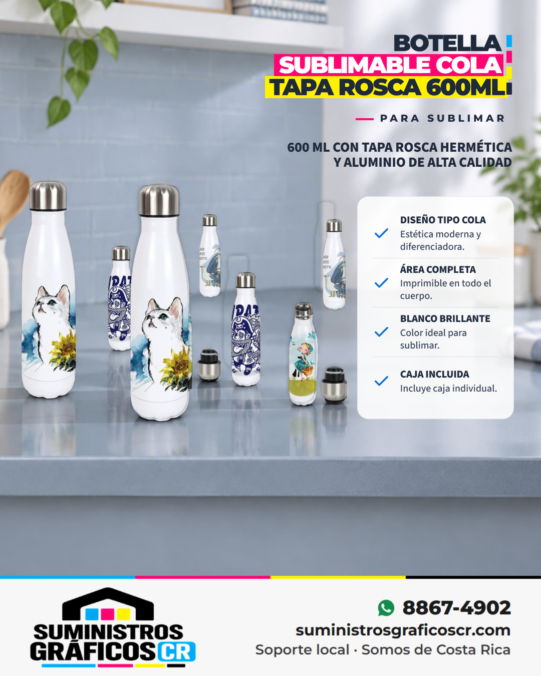 Botella Sublimable Cola Tapa Rosca 600ML Botella Sublimable Cola Tapa Rosca 600ML